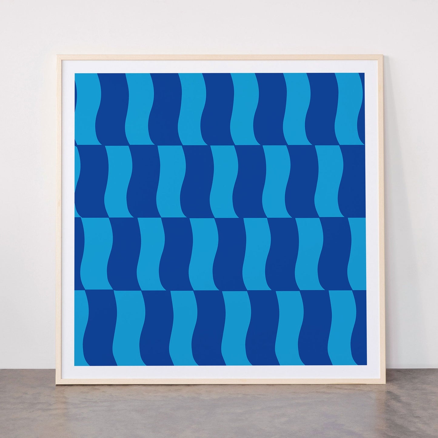 Cobalt Sky Wavy Blocks Framed Art Print Gallery Image 33
