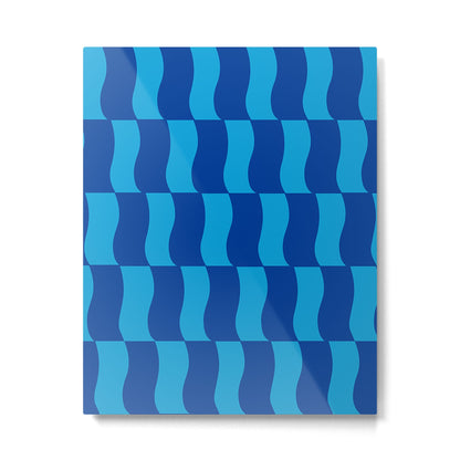 Cobalt Sky Wavy Blocks Metal Print Gallery Image 6
