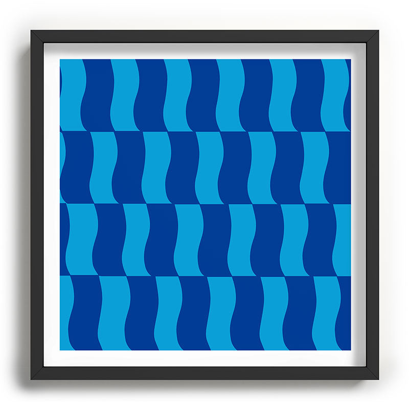 Cobalt Sky Wavy Blocks Framed Art Print Gallery Image 93