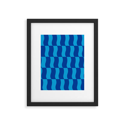 Cobalt Sky Wavy Blocks Framed Art Print Gallery Image 5