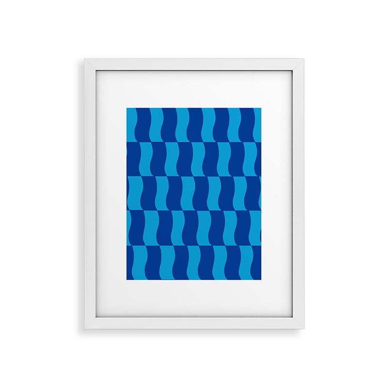 Cobalt Sky Wavy Blocks Framed Art Print Gallery Image 30