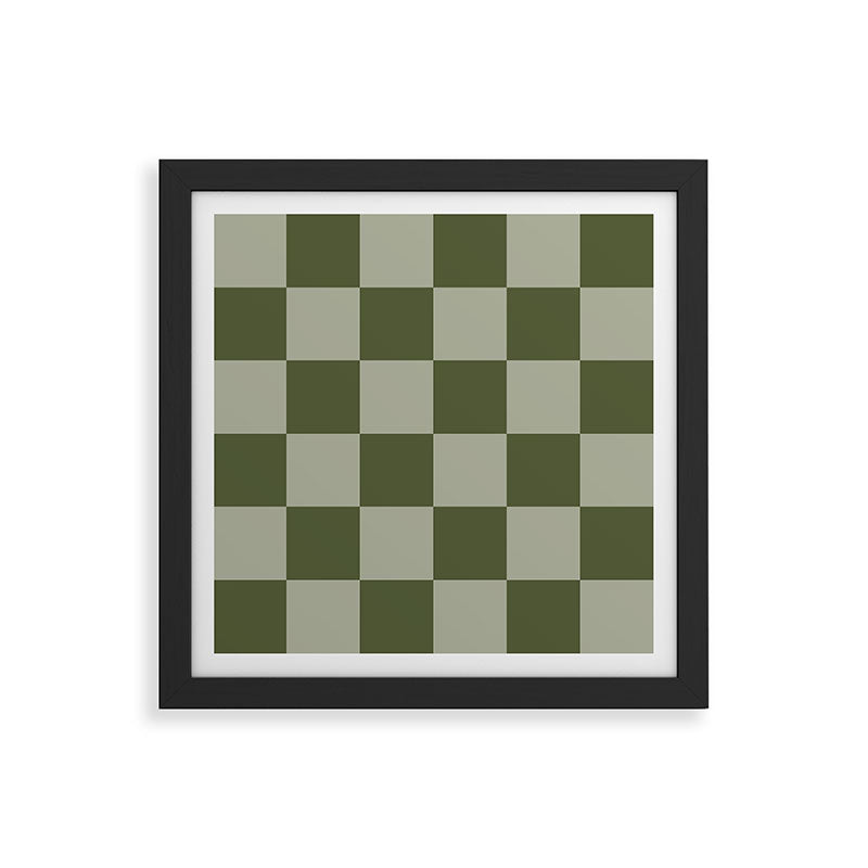 Checkered (Sage & Olive Green) Framed Art Print Gallery Image 14