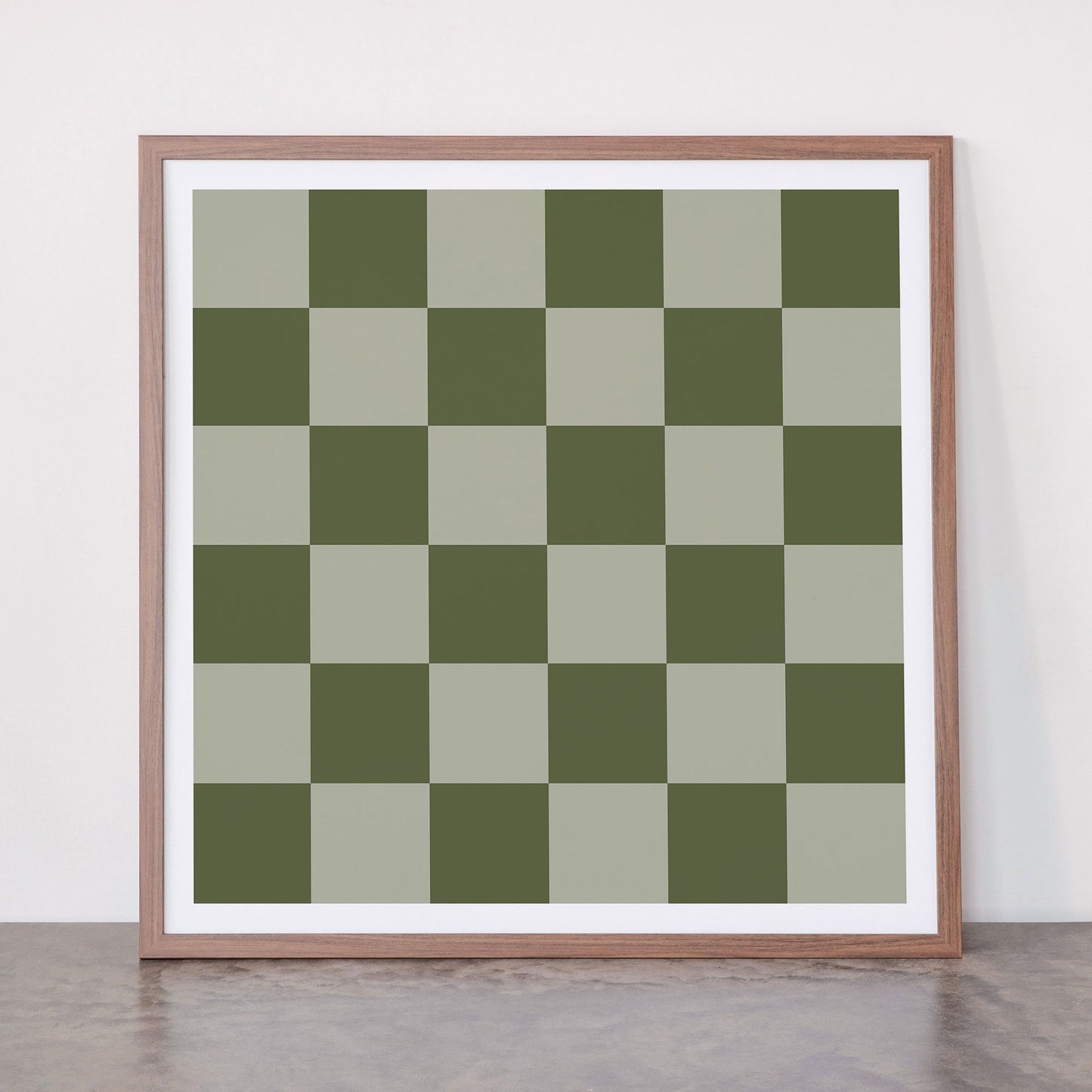 Checkered (Sage & Olive Green) Framed Art Print Gallery Image 18