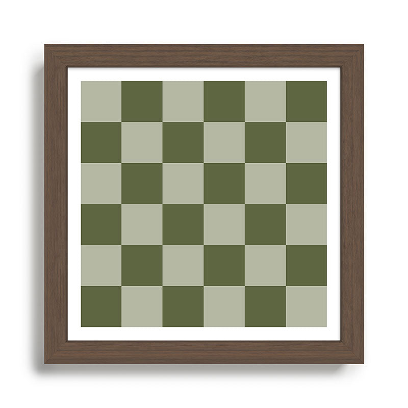 Checkered (Sage & Olive Green) Framed Art Print Gallery Image 4
