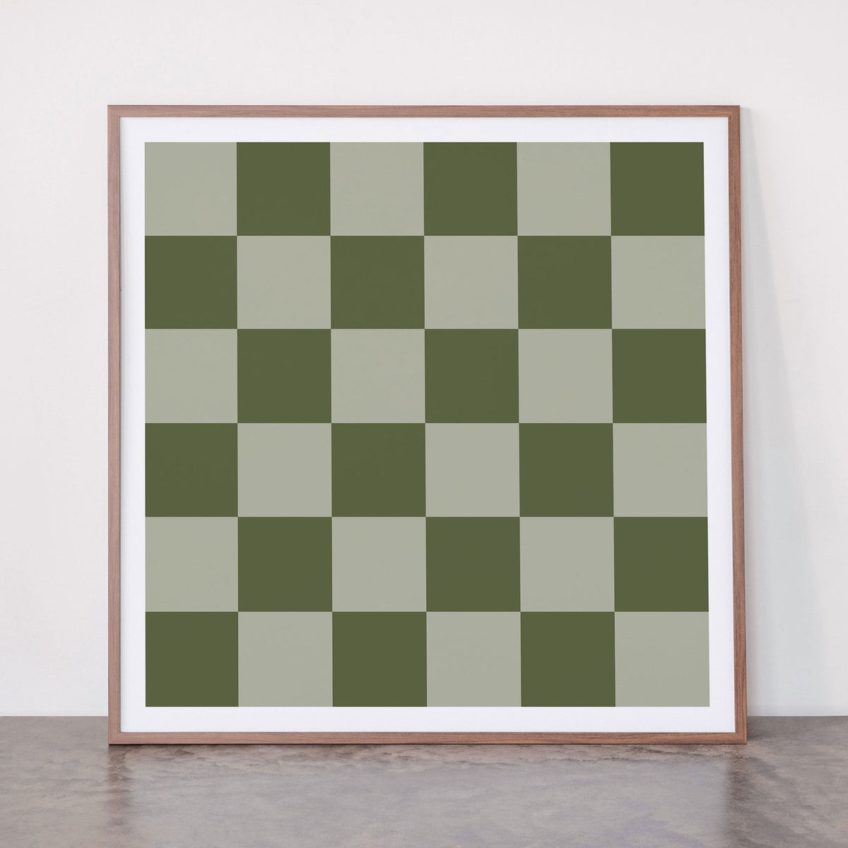 Checkered (Sage & Olive Green) Framed Art Print Gallery Image 6