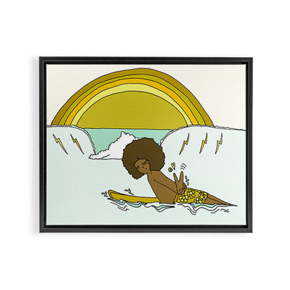 "buttons" kaluhiokalani 70s surf legend // retro surf art by surfy birdy Framed Canvas Print Gallery Image 3