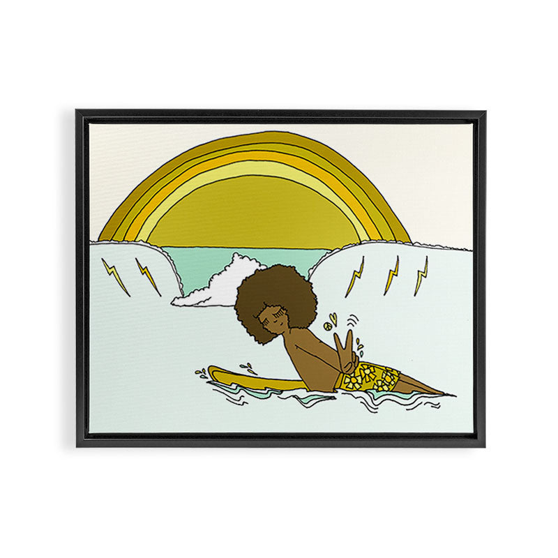 "buttons" kaluhiokalani 70s surf legend // retro surf art by surfy birdy Framed Canvas Print Gallery Image 5