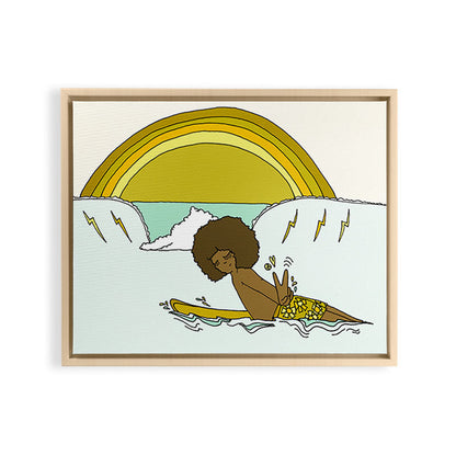 "buttons" kaluhiokalani 70s surf legend // retro surf art by surfy birdy Framed Canvas Print Gallery Image 15