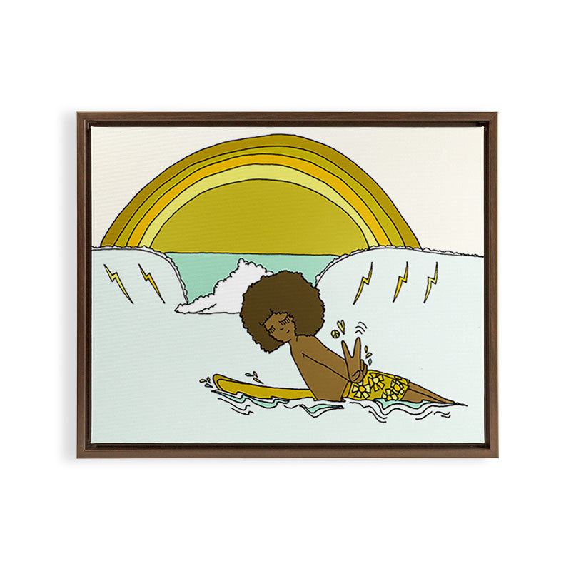 "buttons" kaluhiokalani 70s surf legend // retro surf art by surfy birdy Framed Canvas Print Gallery Image 8