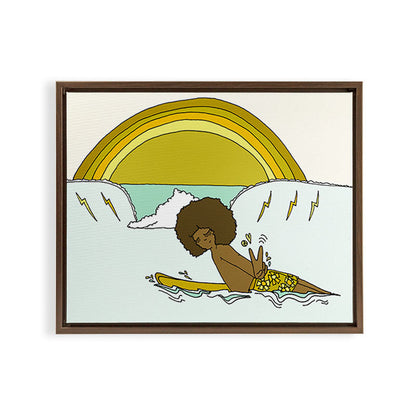 "buttons" kaluhiokalani 70s surf legend // retro surf art by surfy birdy Framed Canvas Print Gallery Image 8