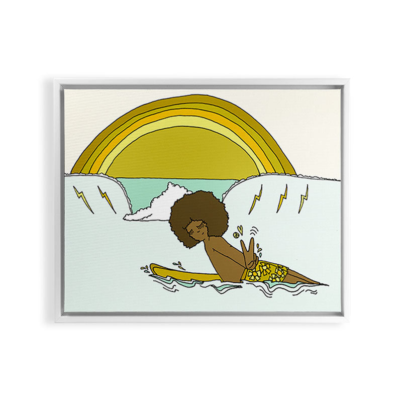 "buttons" kaluhiokalani 70s surf legend // retro surf art by surfy birdy Framed Canvas Print Gallery Image 23