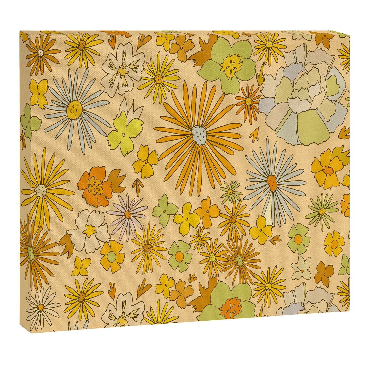 flower power wildflowers brown // retro art by surfy birdy Canvas Print Gallery Image 1