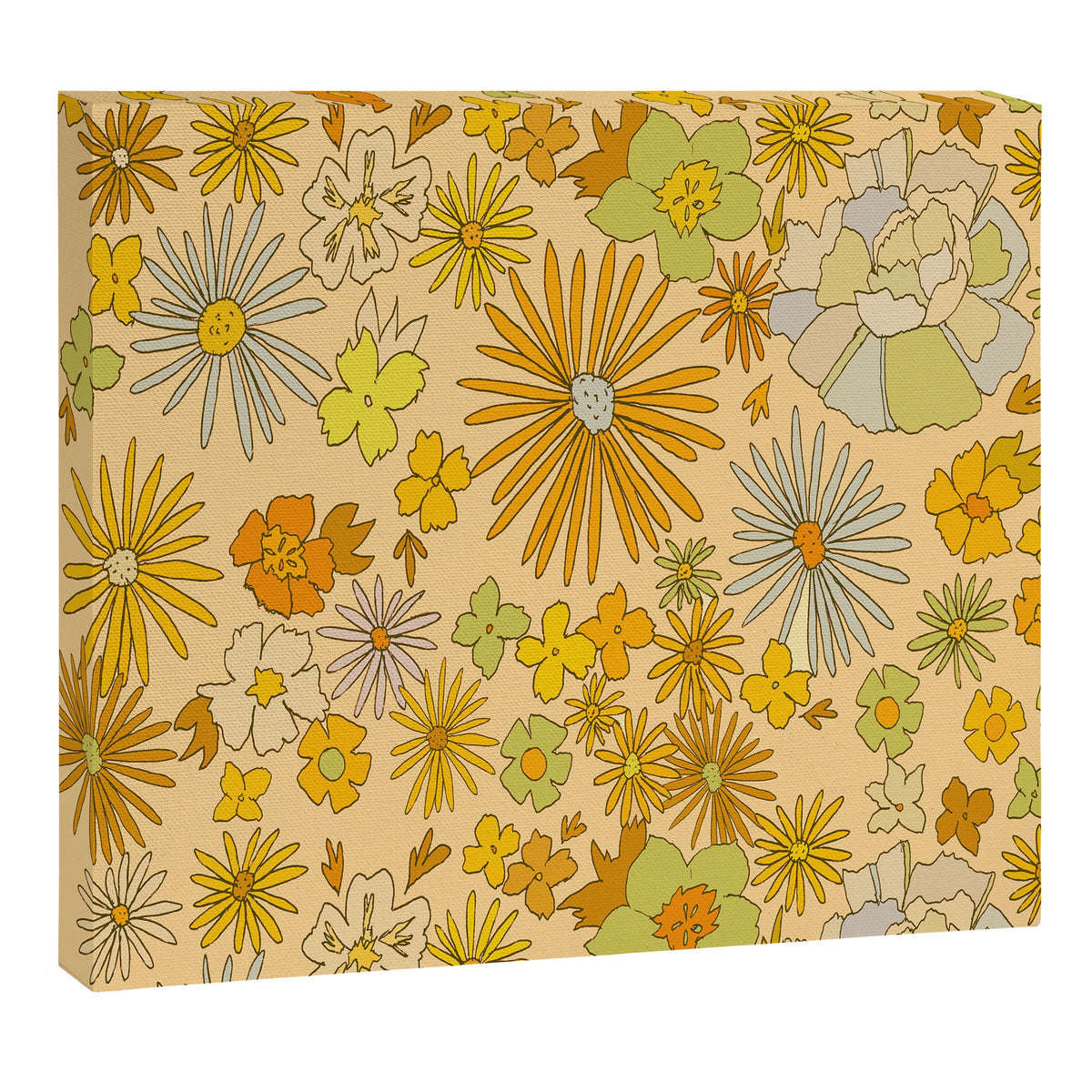flower power wildflowers brown // retro art by surfy birdy Canvas Print Gallery Image 5