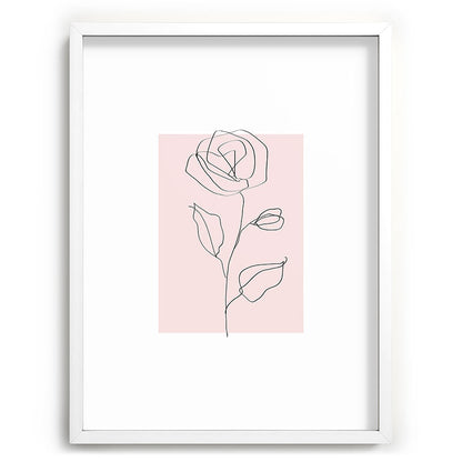 Botanical Line Art, Line Rose, Pink Wall Art, Minimalist Modern Art by Synplus Framed Art Print Gallery Image 79