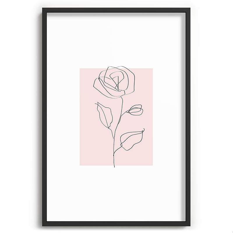 Botanical Line Art, Line Rose, Pink Wall Art, Minimalist Modern Art by Synplus Framed Art Print Gallery Image 62
