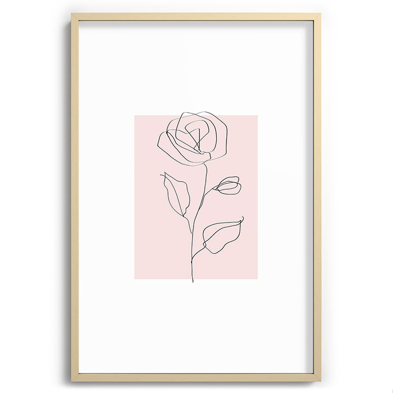 Botanical Line Art, Line Rose, Pink Wall Art, Minimalist Modern Art by Synplus Framed Art Print Gallery Image 74