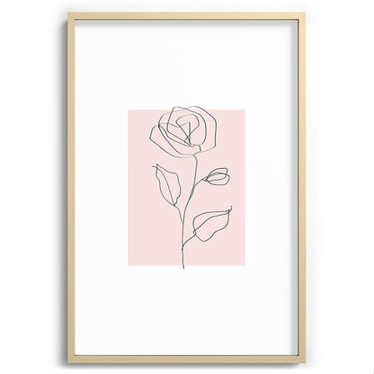 Botanical Line Art, Line Rose, Pink Wall Art, Minimalist Modern Art by Synplus Framed Art Print Gallery Image 74