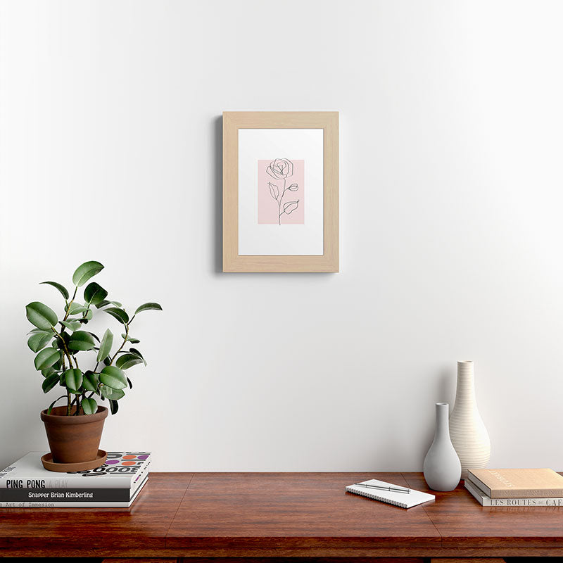 Botanical Line Art, Line Rose, Pink Wall Art, Minimalist Modern Art by Synplus Framed Art Print Gallery Image 45