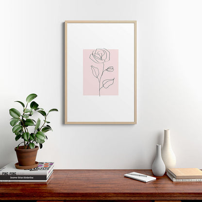 Botanical Line Art, Line Rose, Pink Wall Art, Minimalist Modern Art by Synplus Framed Art Print Gallery Image 20