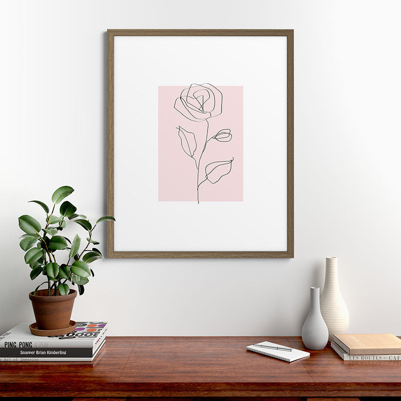 Botanical Line Art, Line Rose, Pink Wall Art, Minimalist Modern Art by Synplus Framed Art Print Gallery Image 42