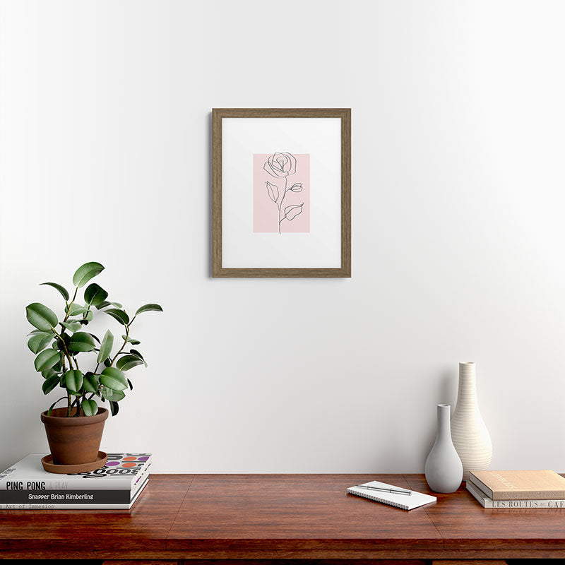 Botanical Line Art, Line Rose, Pink Wall Art, Minimalist Modern Art by Synplus Framed Art Print Gallery Image 39