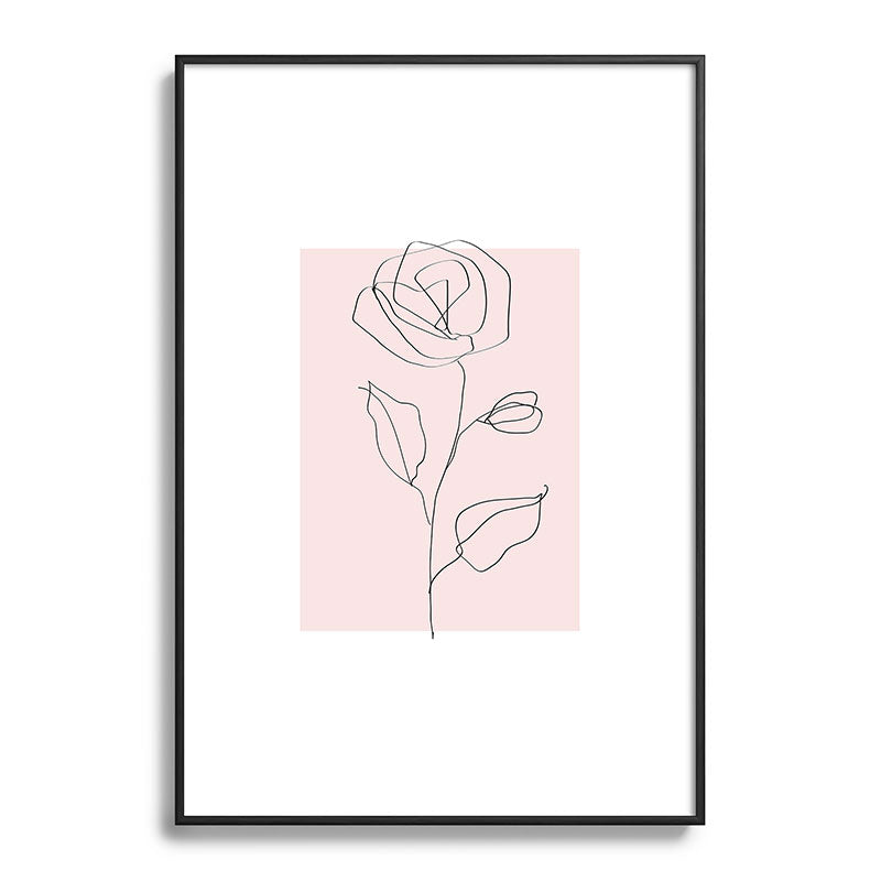 Botanical Line Art, Line Rose, Pink Wall Art, Minimalist Modern Art by Synplus Framed Art Print Gallery Image 83