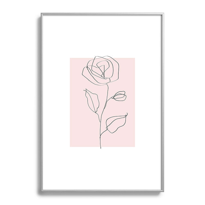 Botanical Line Art, Line Rose, Pink Wall Art, Minimalist Modern Art by Synplus Framed Art Print Gallery Image 97