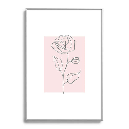 Botanical Line Art, Line Rose, Pink Wall Art, Minimalist Modern Art by Synplus Framed Art Print Gallery Image 97