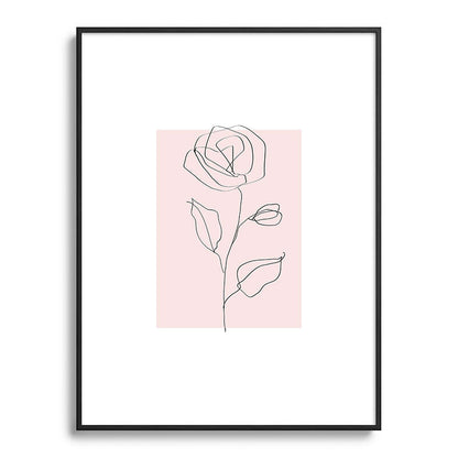 Botanical Line Art, Line Rose, Pink Wall Art, Minimalist Modern Art by Synplus Framed Art Print Gallery Image 85