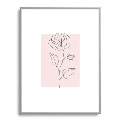 Botanical Line Art, Line Rose, Pink Wall Art, Minimalist Modern Art by Synplus Framed Art Print Gallery Image 98