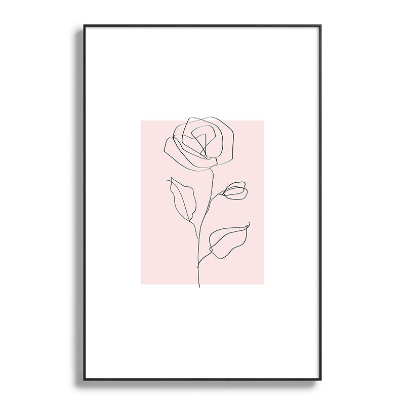 Botanical Line Art, Line Rose, Pink Wall Art, Minimalist Modern Art by Synplus Framed Art Print Gallery Image 86