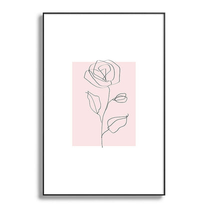 Botanical Line Art, Line Rose, Pink Wall Art, Minimalist Modern Art by Synplus Framed Art Print Gallery Image 87
