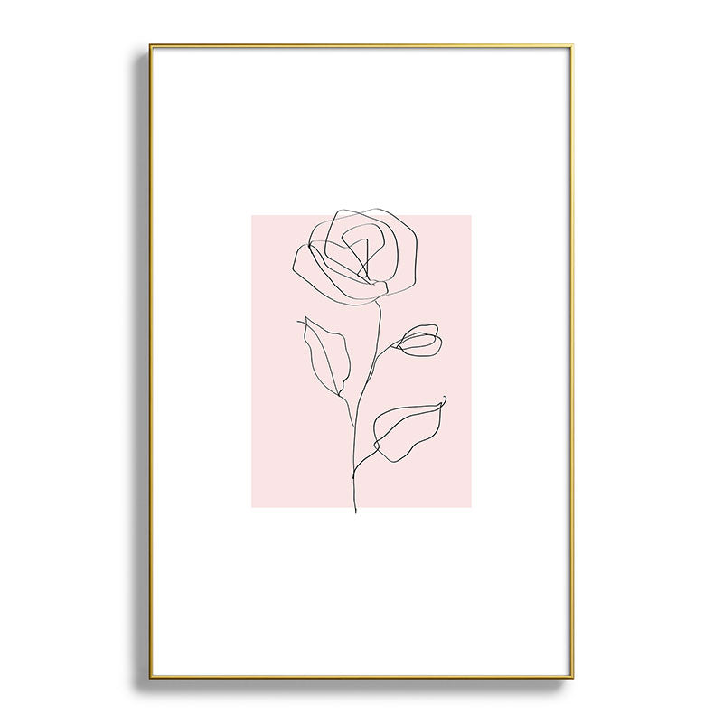 Botanical Line Art, Line Rose, Pink Wall Art, Minimalist Modern Art by Synplus Framed Art Print Gallery Image 93