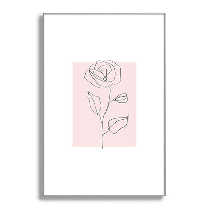 Botanical Line Art, Line Rose, Pink Wall Art, Minimalist Modern Art by Synplus Framed Art Print Gallery Image 100