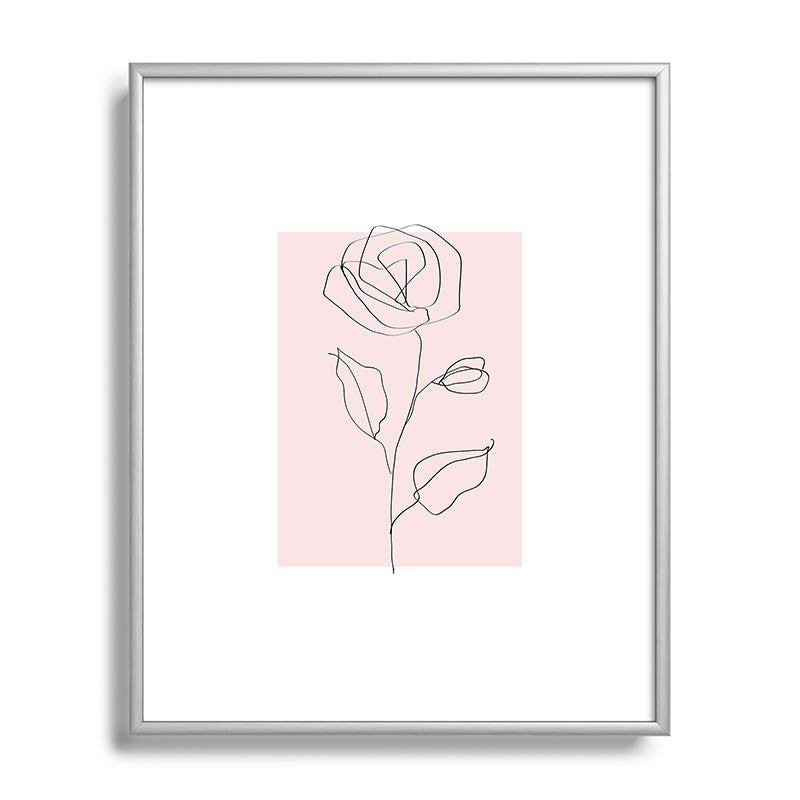 Botanical Line Art, Line Rose, Pink Wall Art, Minimalist Modern Art by Synplus Framed Art Print Gallery Image 96