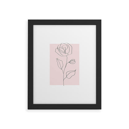 Botanical Line Art, Line Rose, Pink Wall Art, Minimalist Modern Art by Synplus Framed Art Print Gallery Image 33