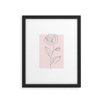 Botanical Line Art, Line Rose, Pink Wall Art, Minimalist Modern Art by Synplus Framed Art Print Gallery Image 1