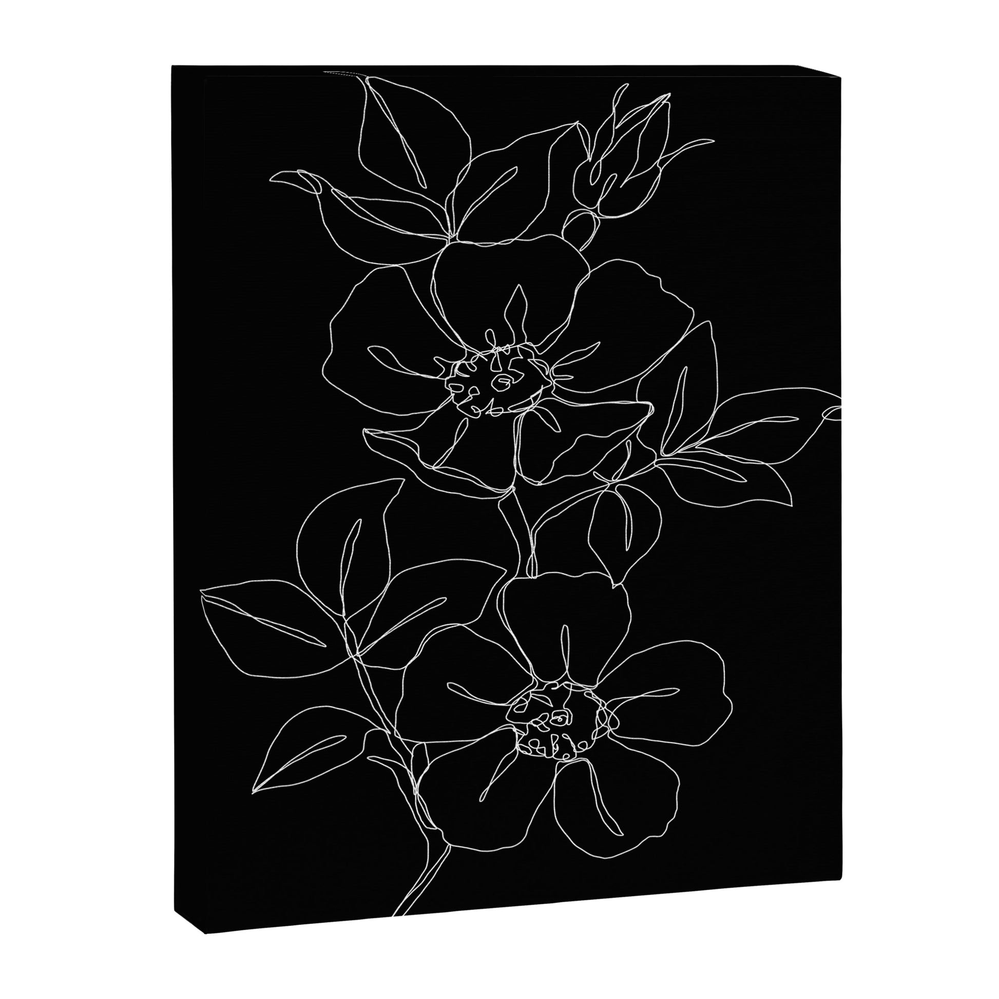 Botanical illustration one line drawing - Rose Black Canvas Print Gallery Image 5