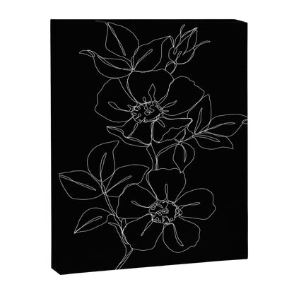 Botanical illustration one line drawing - Rose Black Canvas Print Gallery Image 3