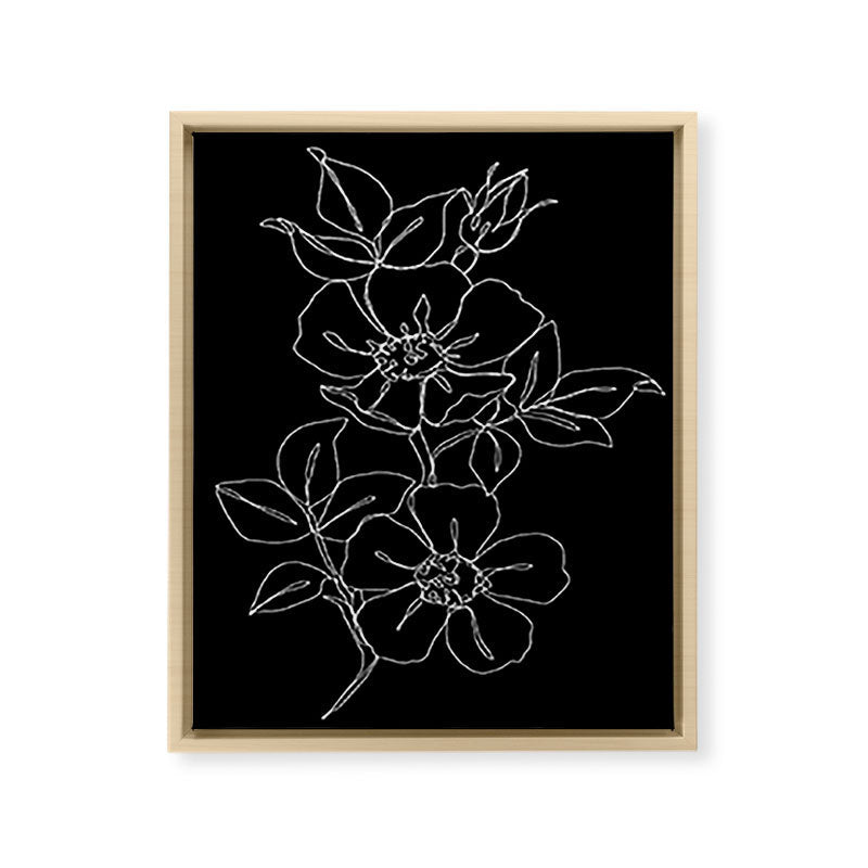Botanical illustration one line drawing - Rose Black Framed Canvas Print Gallery Image 25