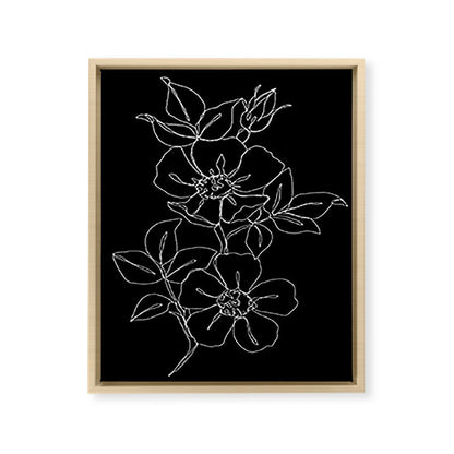 Botanical illustration one line drawing - Rose Black Framed Canvas Print Gallery Image 25