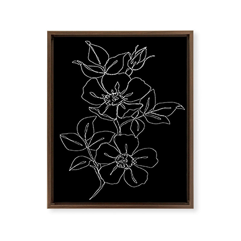 Botanical illustration one line drawing - Rose Black Framed Canvas Print Gallery Image 12