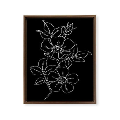 Botanical illustration one line drawing - Rose Black Framed Canvas Print Gallery Image 12