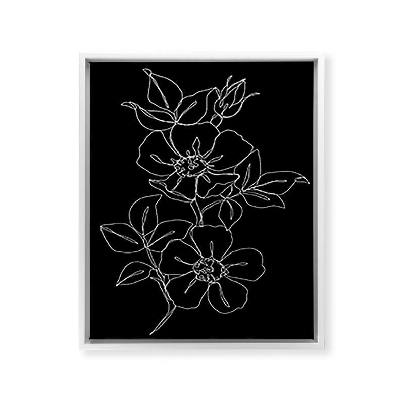 Botanical illustration one line drawing - Rose Black Framed Canvas Print Gallery Image 32