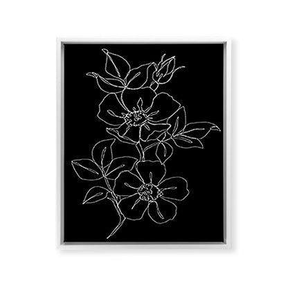 Botanical illustration one line drawing - Rose Black Framed Canvas Print Gallery Image 32