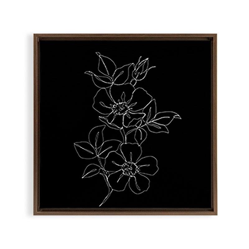 Botanical illustration one line drawing - Rose Black Framed Canvas Print Gallery Image 18