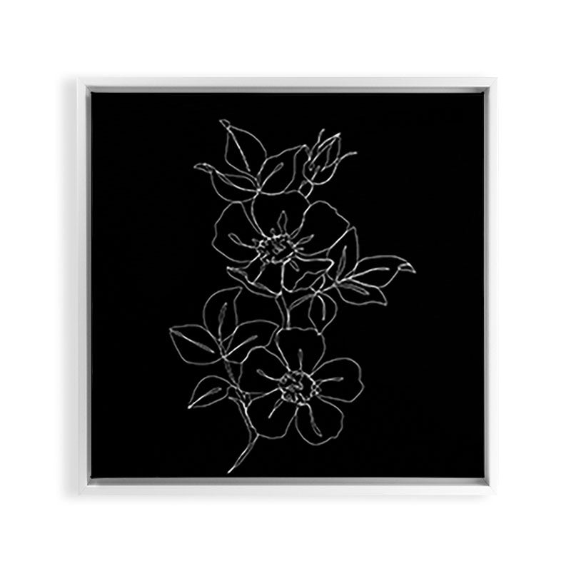 Botanical illustration one line drawing - Rose Black Framed Canvas Print Gallery Image 36