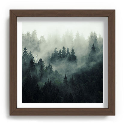 Green misty mountain pine forest in cloudy and rainy - vintage style photo Framed Art Print Gallery Image 98