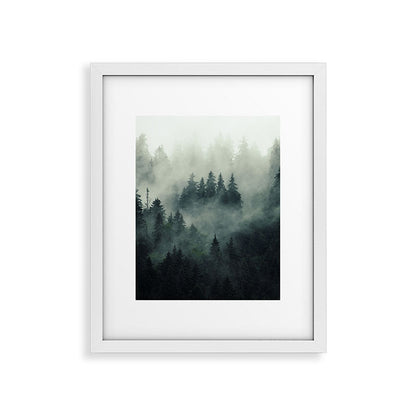 Green misty mountain pine forest in cloudy and rainy - vintage style photo Framed Art Print Gallery Image 31