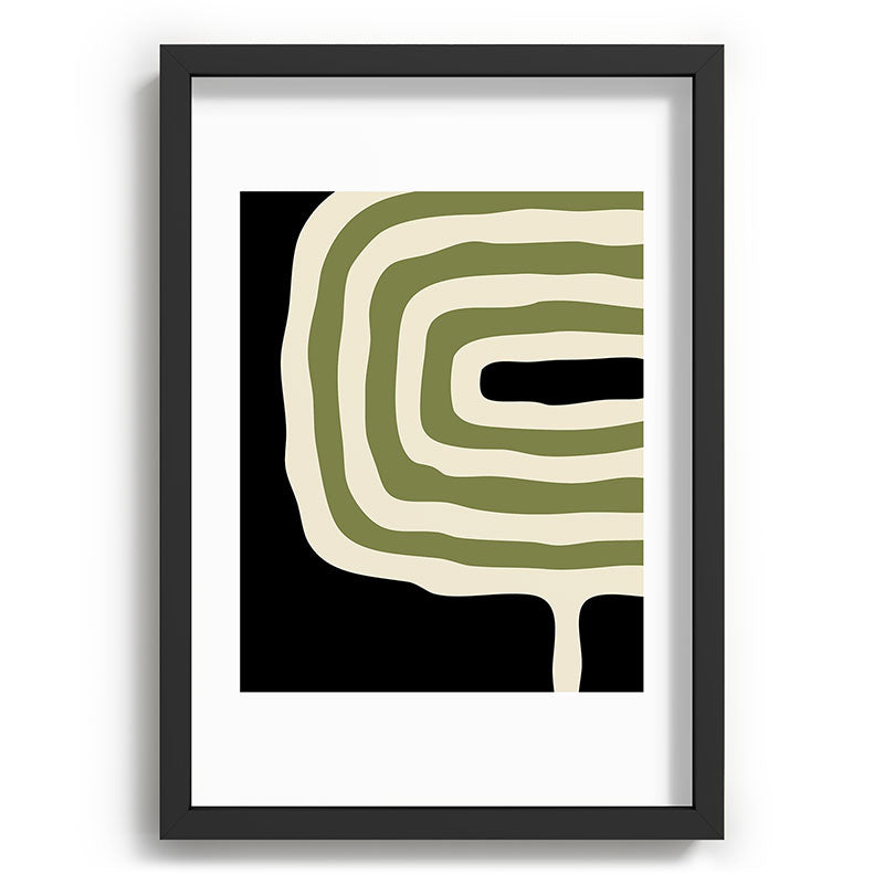 Abstract Geometric Rings 234 Black Olive Green and Beige Framed Art Print Gallery Image 81